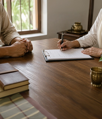 ayurveda practitioner making wellness plan during consultation